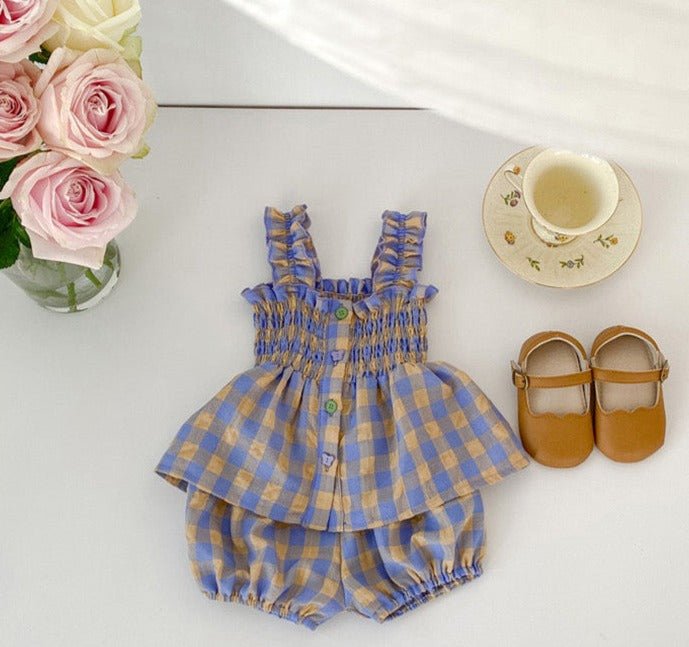 Conjunto Shortinho Xadrez | 0-3 Anos - Betina Baby