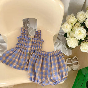 Conjunto Shortinho Xadrez | 0-3 Anos - Betina Baby