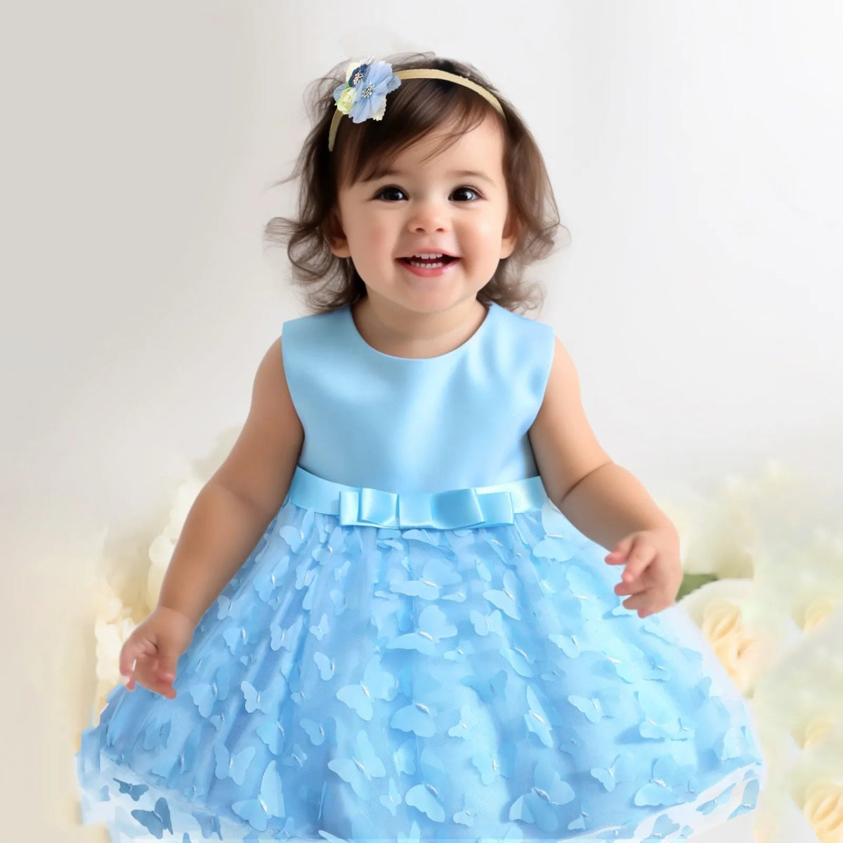 Vestido Tule de Festa Borboleta 3D | 0 - 18 Meses - Betina Baby