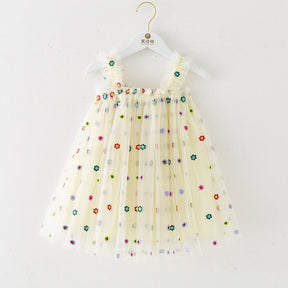 Vestido Tule Flores Girassol Minimalista | 0 - 24 Meses - Betina Baby