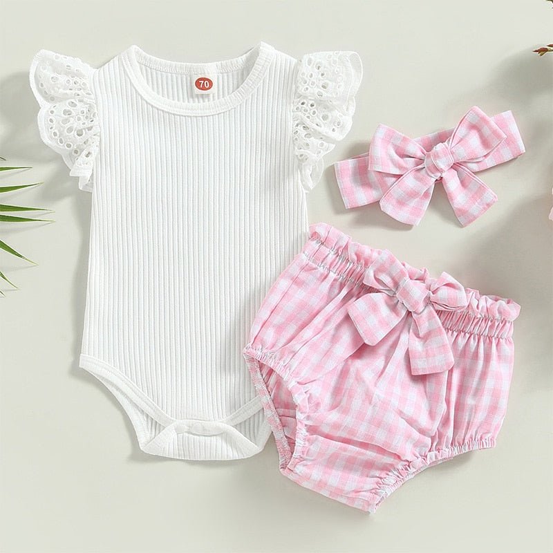 Conjunto Xadrez 3Pçs | 0-24 Meses - Betina Baby