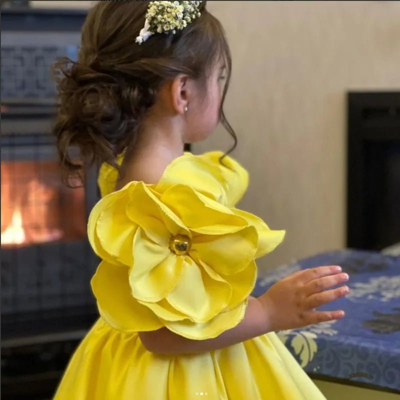 Vestido de Festa Cetim Flor | 6M-4 Anos - Betina Baby