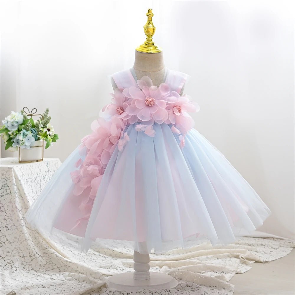 Vestido de Festa Tule Flores 3D | 6M-4 Anos - Betina Baby