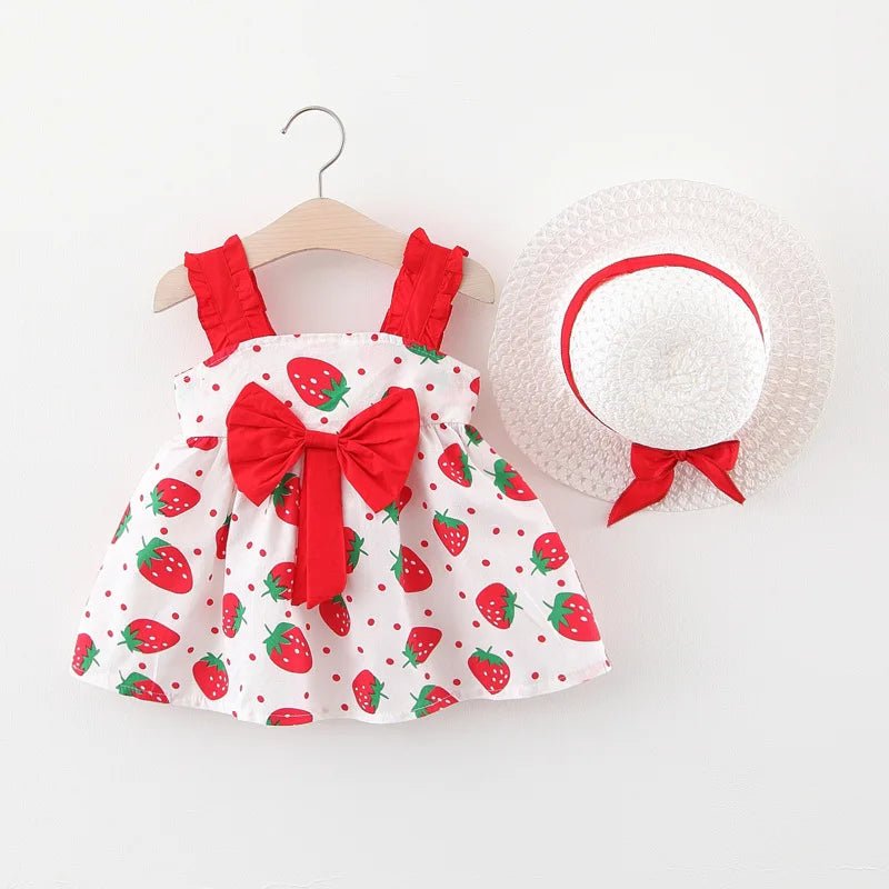 Vestido Morango + Chapéu | 6M-24 Meses - Betina Baby